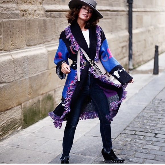 Zara Jackets & Blazers - Zara Western Fringe Jaquard Coat